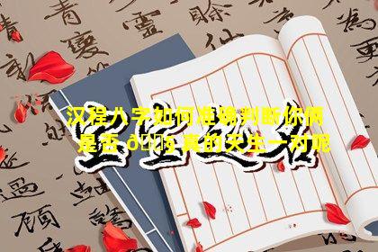 汉程八字如何准确判断你俩是否 🐧 真的天生一对呢